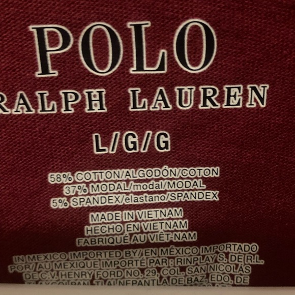 Mens Polo Ralph Lauren Cotton blend crew neck T-shirt, Burnt red, logo, NWT - Picture 5 of 7